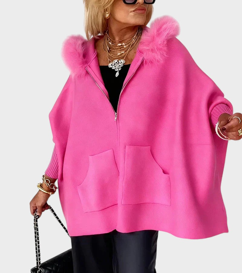 Miranda™ | Cappotto casual con cappuccio e colletto di pelliccia