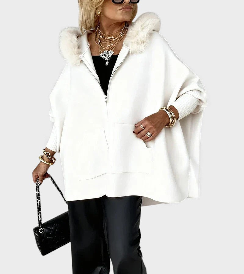 Miranda™ | Cappotto casual con cappuccio e colletto di pelliccia