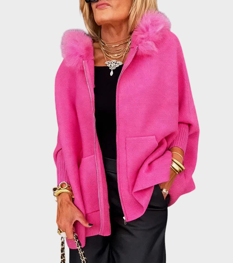 Miranda™ | Cappotto casual con cappuccio e colletto di pelliccia