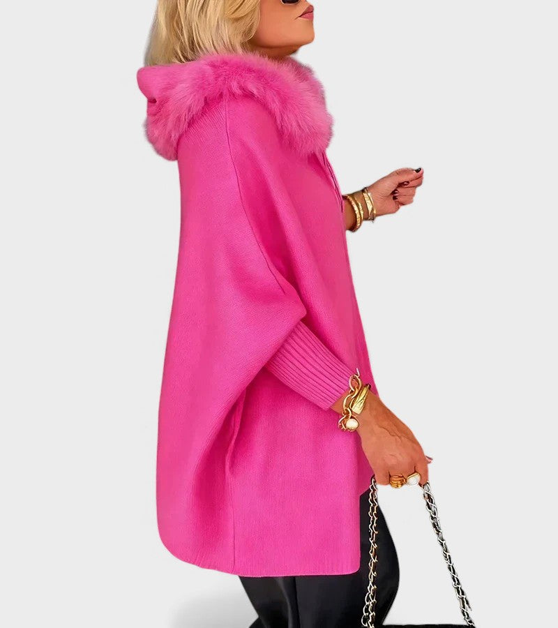 Miranda™ | Cappotto casual con cappuccio e colletto di pelliccia