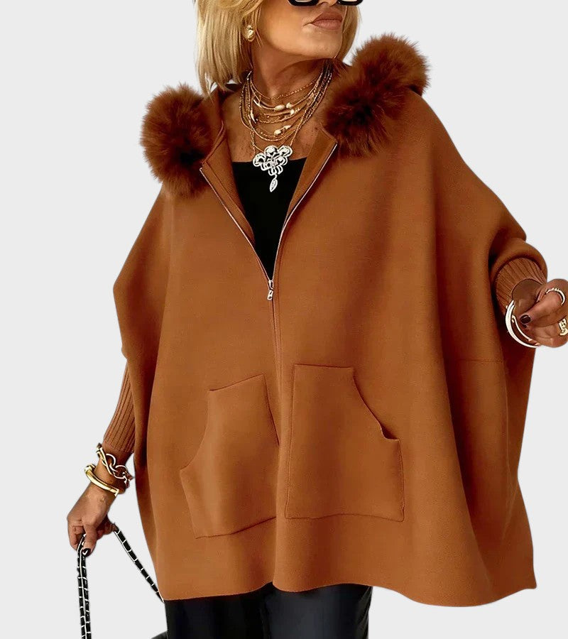 Miranda™ | Cappotto casual con cappuccio e colletto di pelliccia