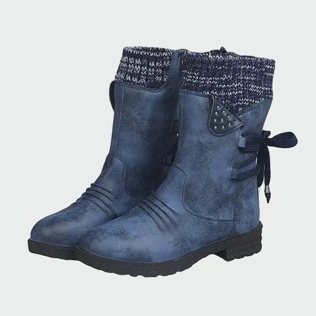 Victoria | Stivaletti Blu Con Dettaglio Tricot