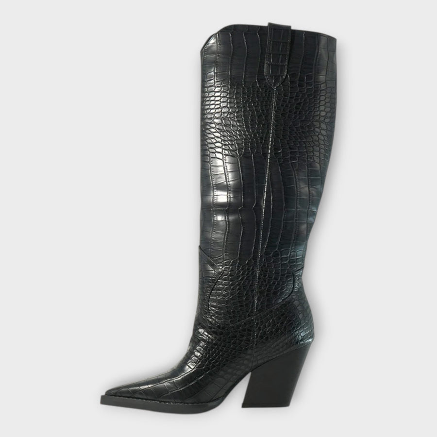 Camila | Stivali con Design Croco e Tacco Elegante Giornaliero