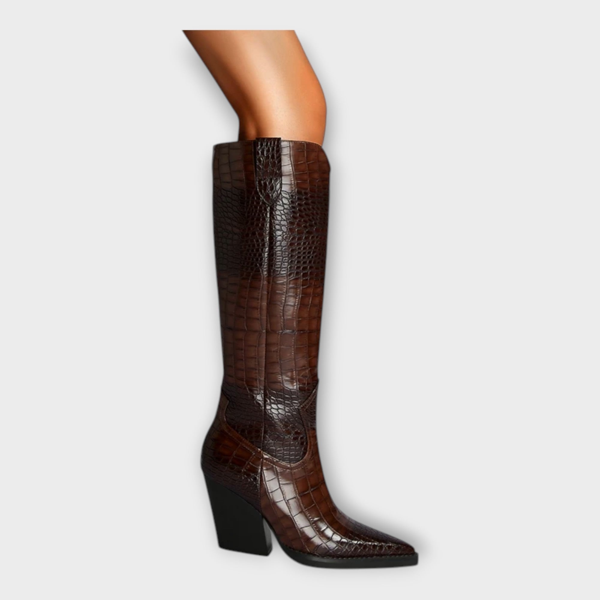 Camila | Stivali con Design Croco e Tacco Elegante Giornaliero