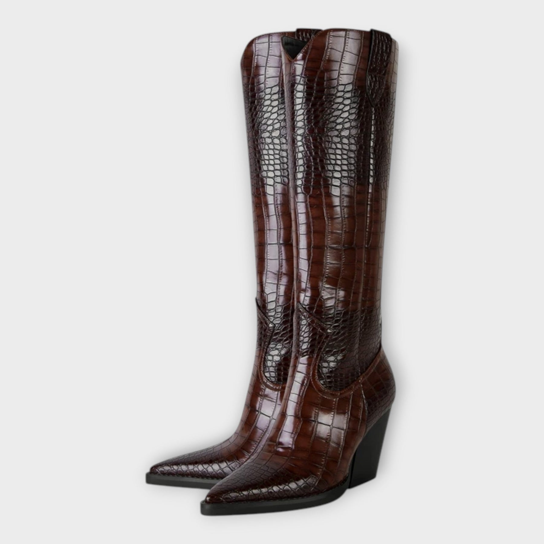 Camila | Stivali con Design Croco e Tacco Elegante Giornaliero