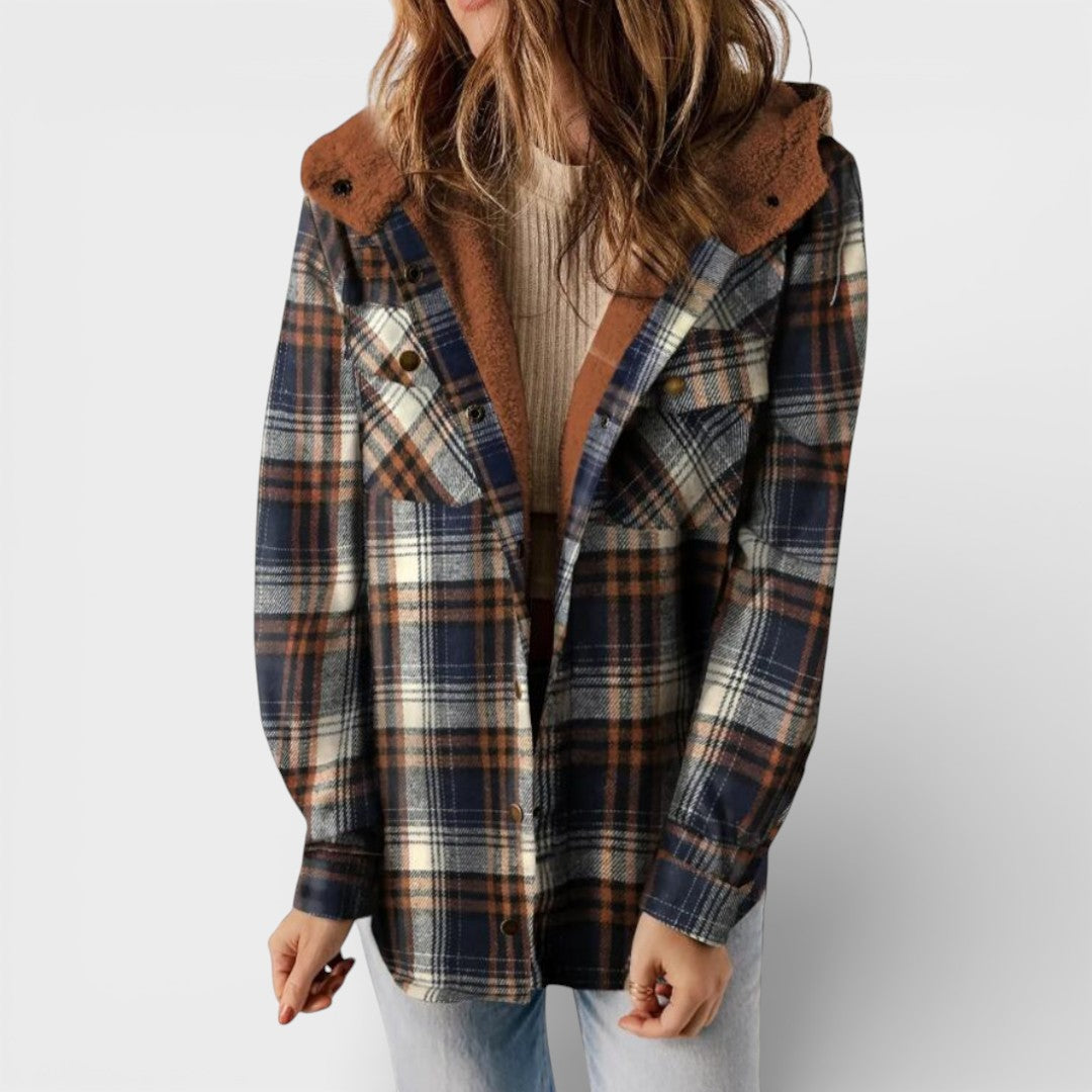 Claudia™ | Giacca a quadri con cappuccio