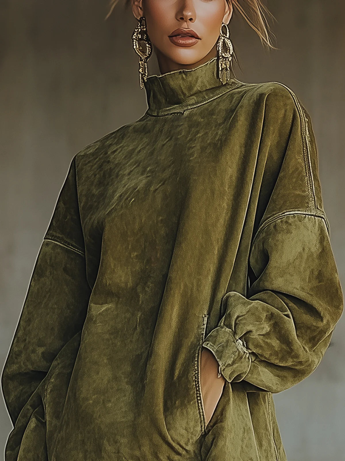 AMALIA | Vestito con collo alto e frange