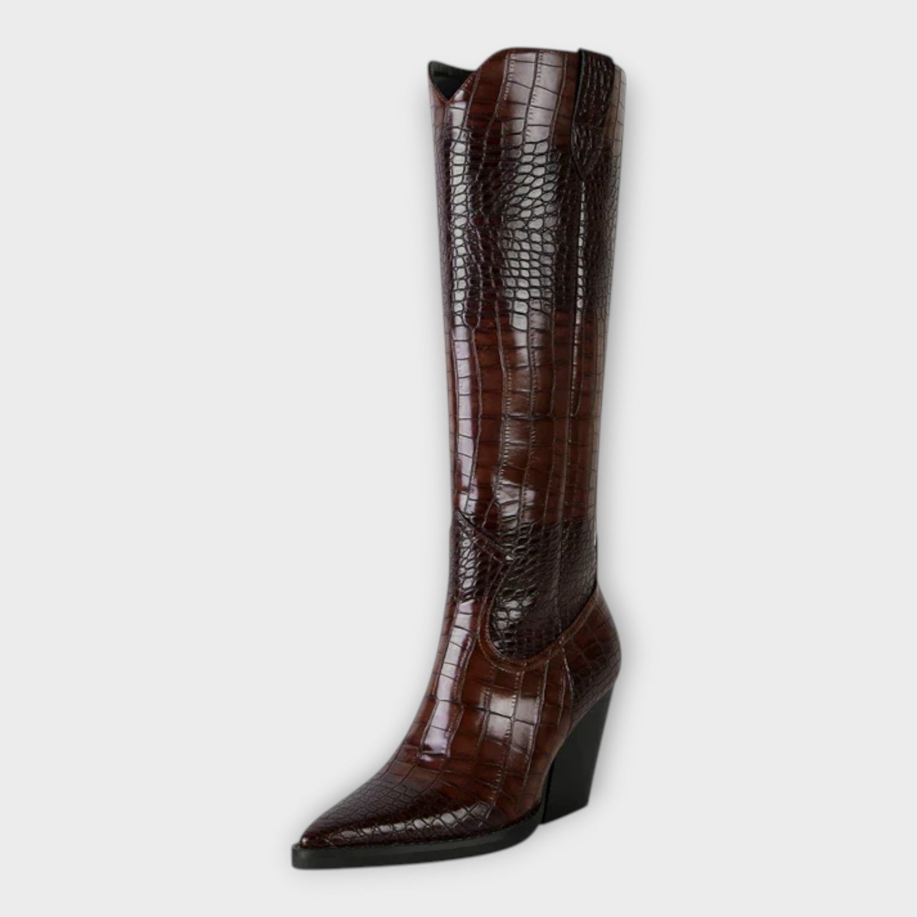 Camila | Stivali con Design Croco e Tacco Elegante Giornaliero