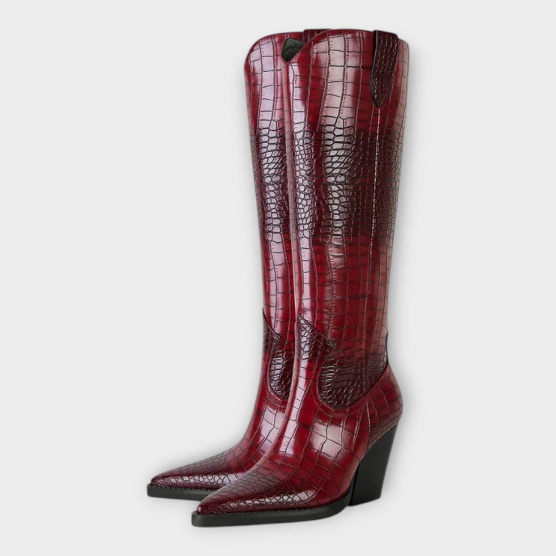 Camila | Stivali con Design Croco e Tacco Elegante Giornaliero