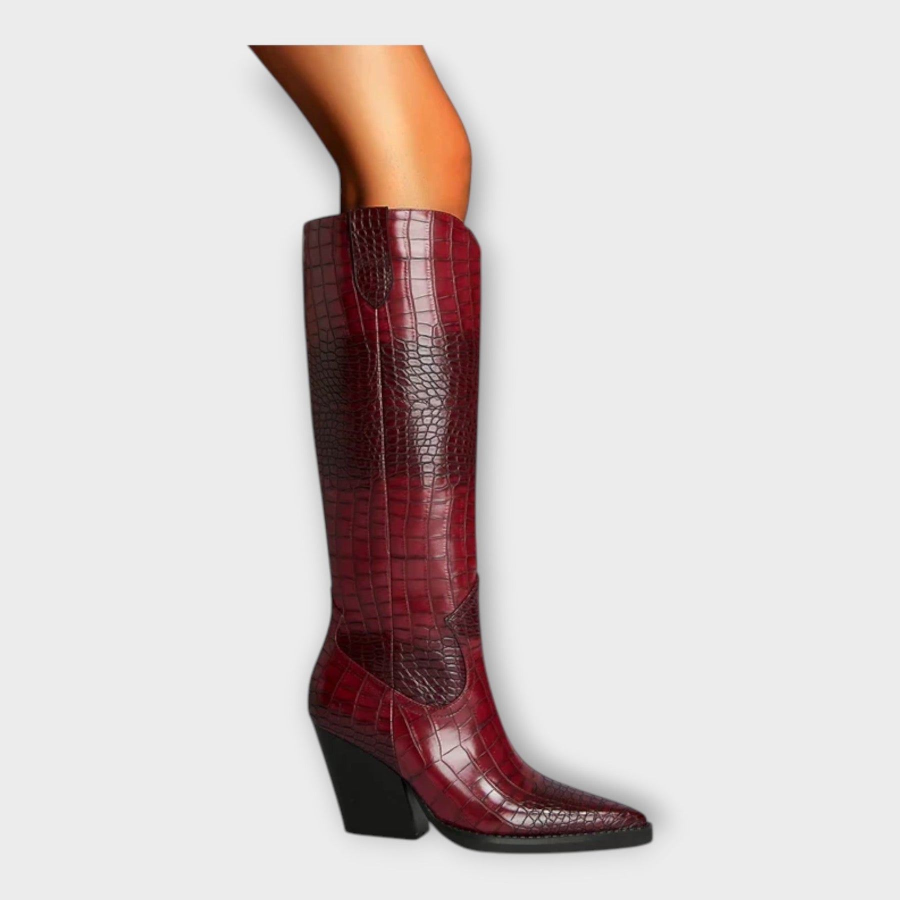 Camila | Stivali con Design Croco e Tacco Elegante Giornaliero
