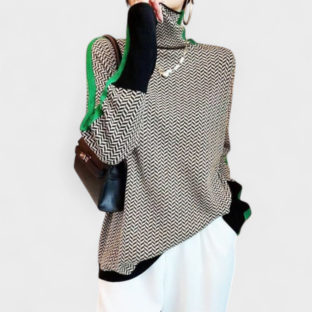 Isidora™ | Maglione di lusso con collo alto a spina di pesce