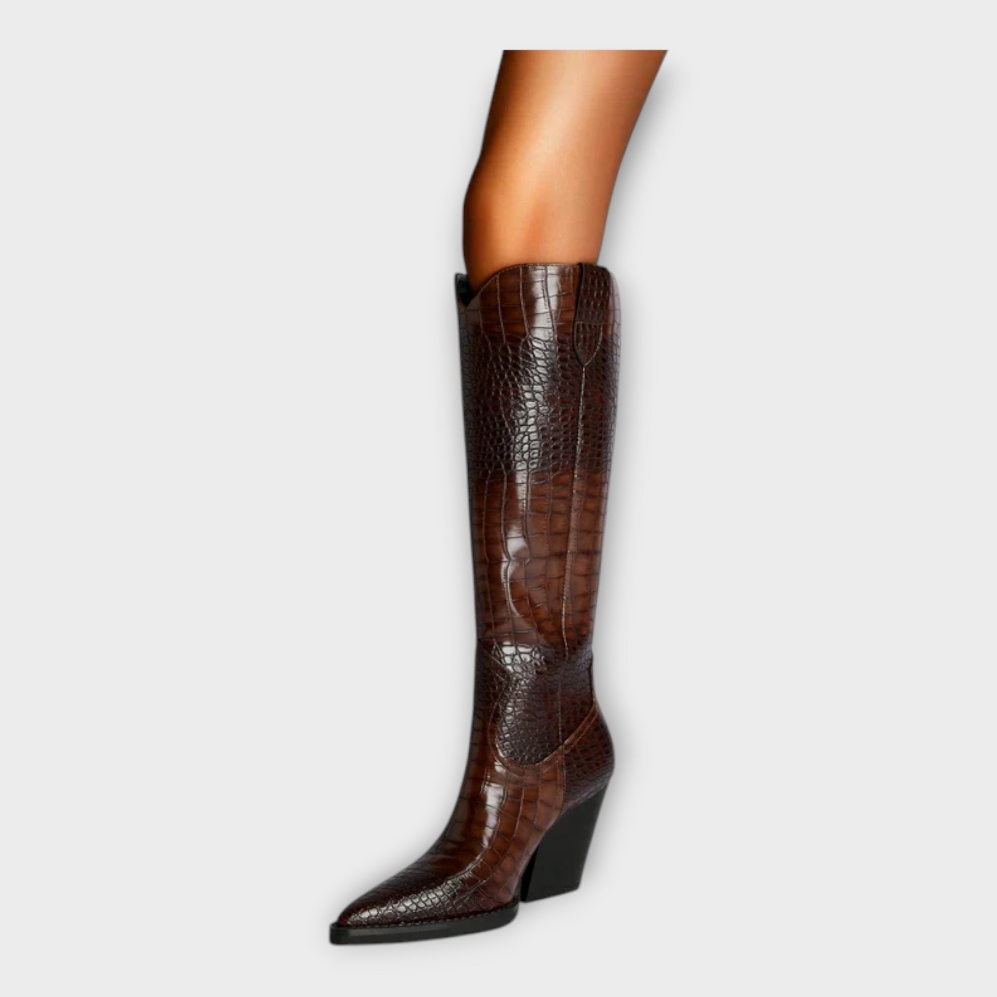 Camila | Stivali con Design Croco e Tacco Elegante Giornaliero