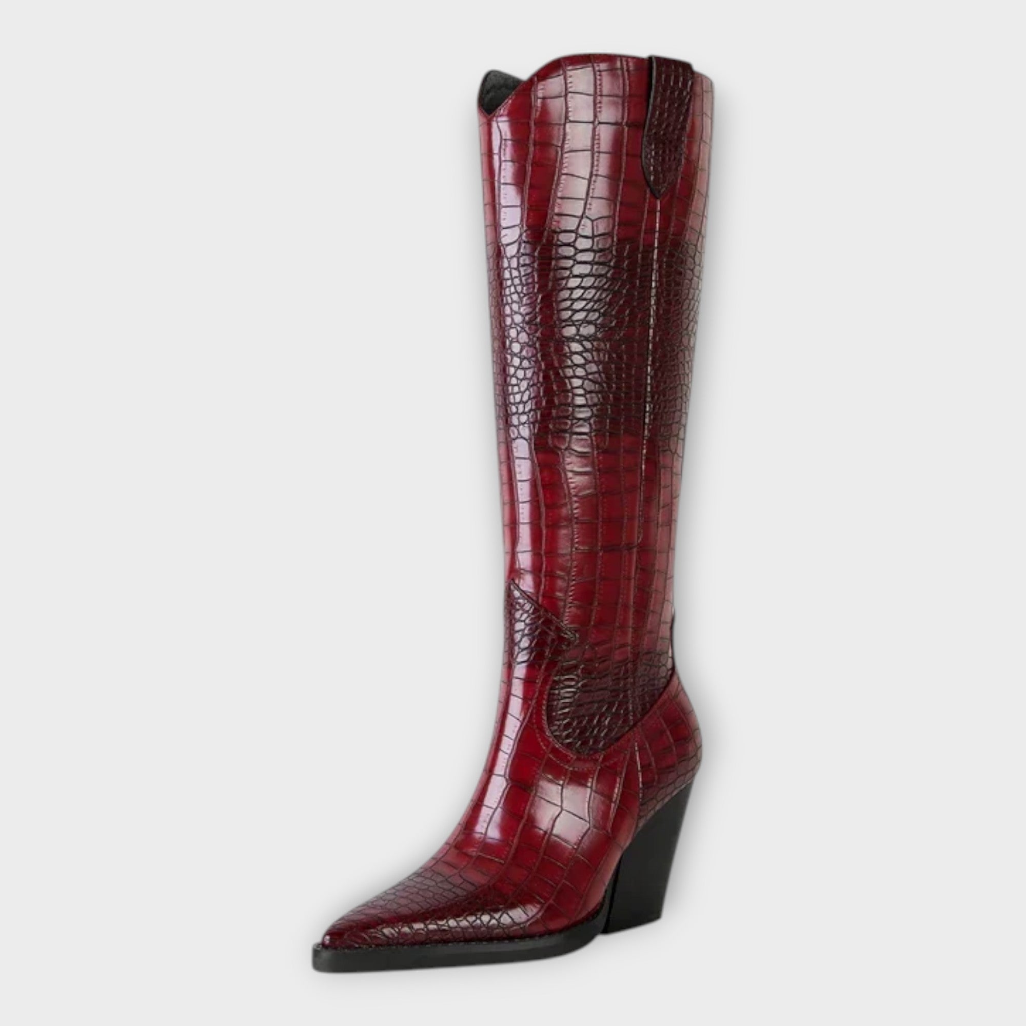 Camila | Stivali con Design Croco e Tacco Elegante Giornaliero