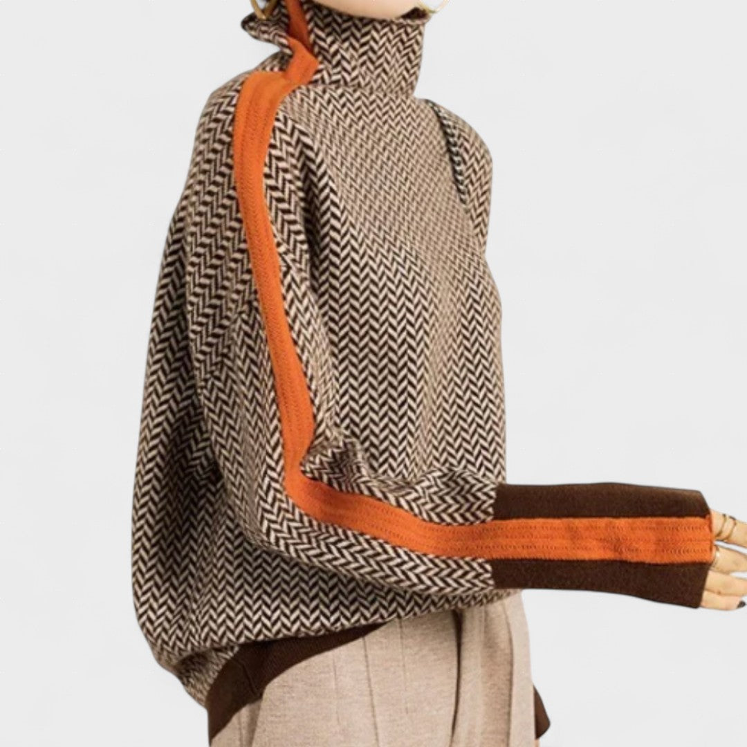 Isidora™ | Maglione di lusso con collo alto a spina di pesce