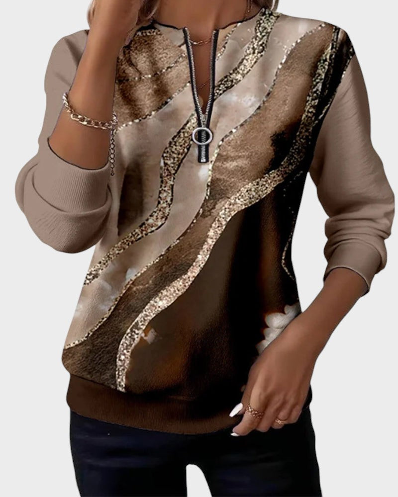 Luna™ | Felpa con mezza zip e stampa vintage