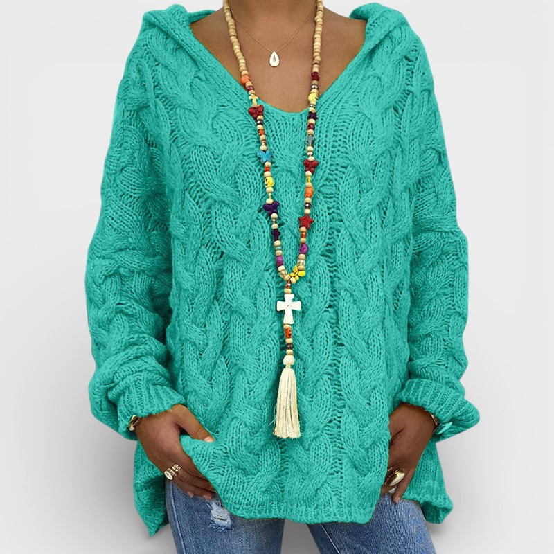 Pilar™ | Maglione a maglia intrecciata con cappuccio