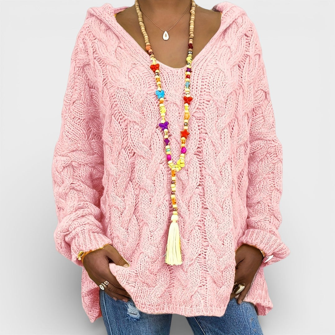 Pilar™ | Maglione a maglia intrecciata con cappuccio