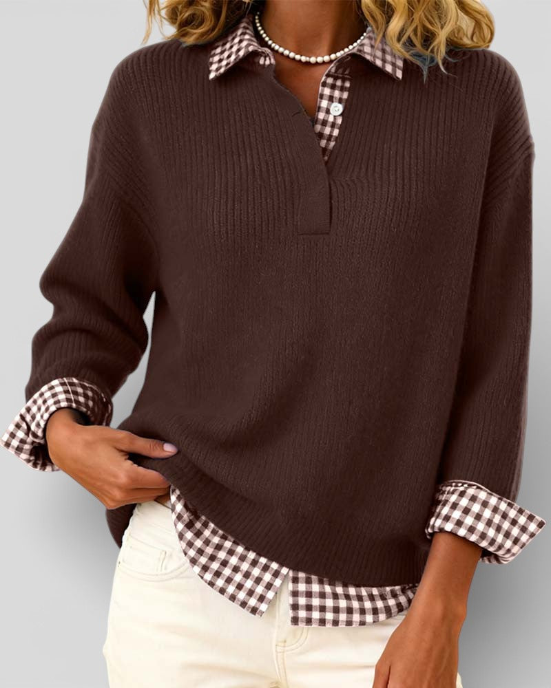 Alicia™ | Maglione a maglia con dettaglio a quadri