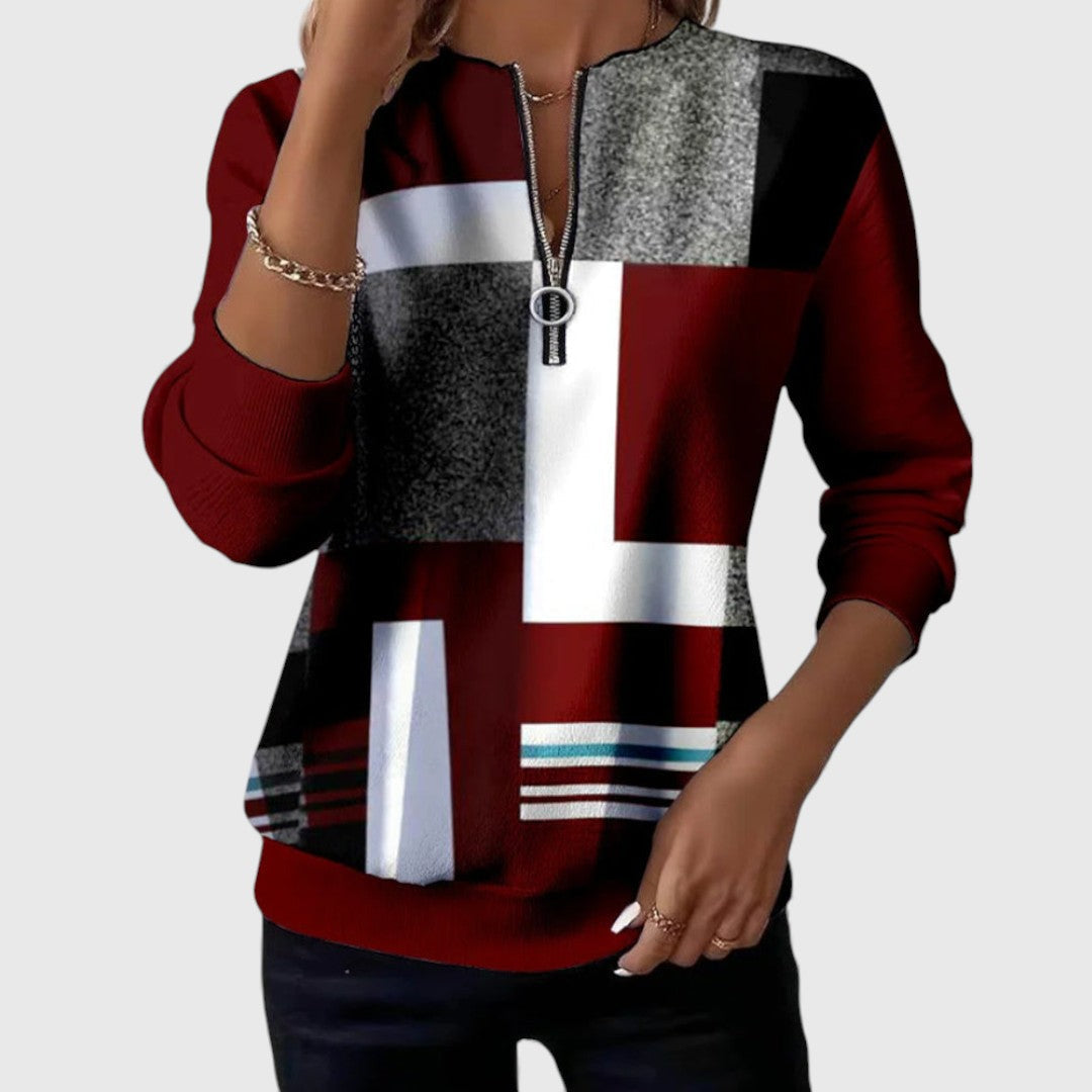 Lidia™ | Maglione comodo con mezza zip