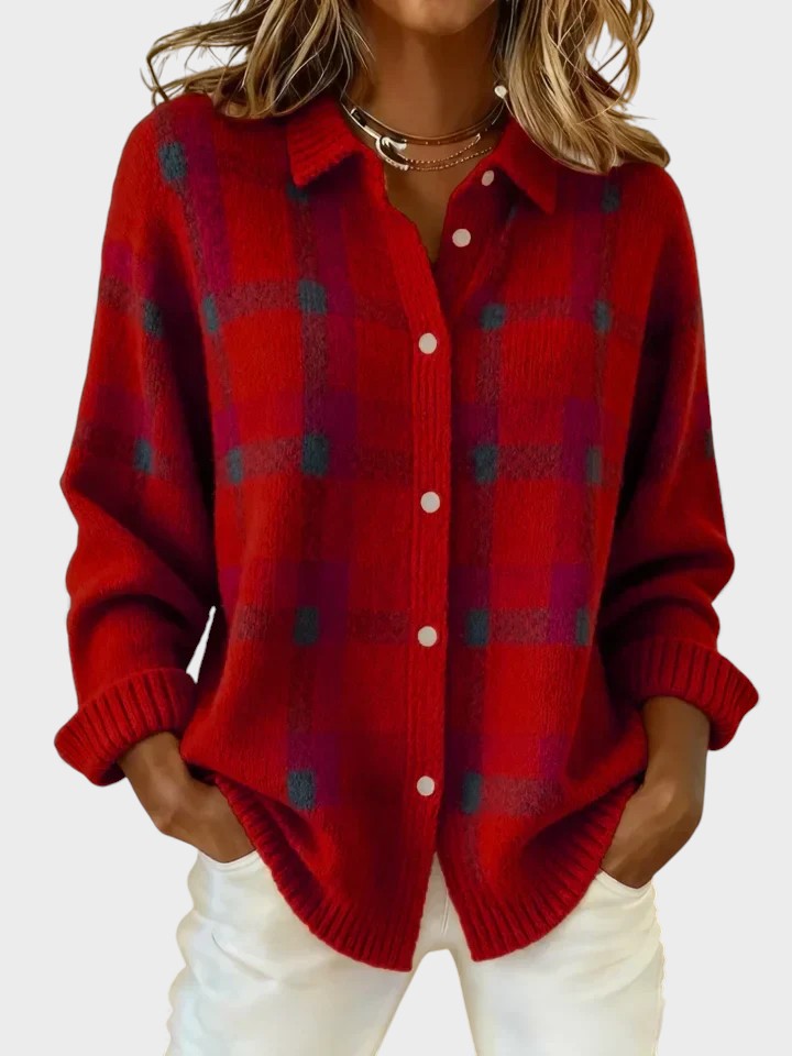 Alba™ | Maglione Retro a Quadri con Contrasto Casual