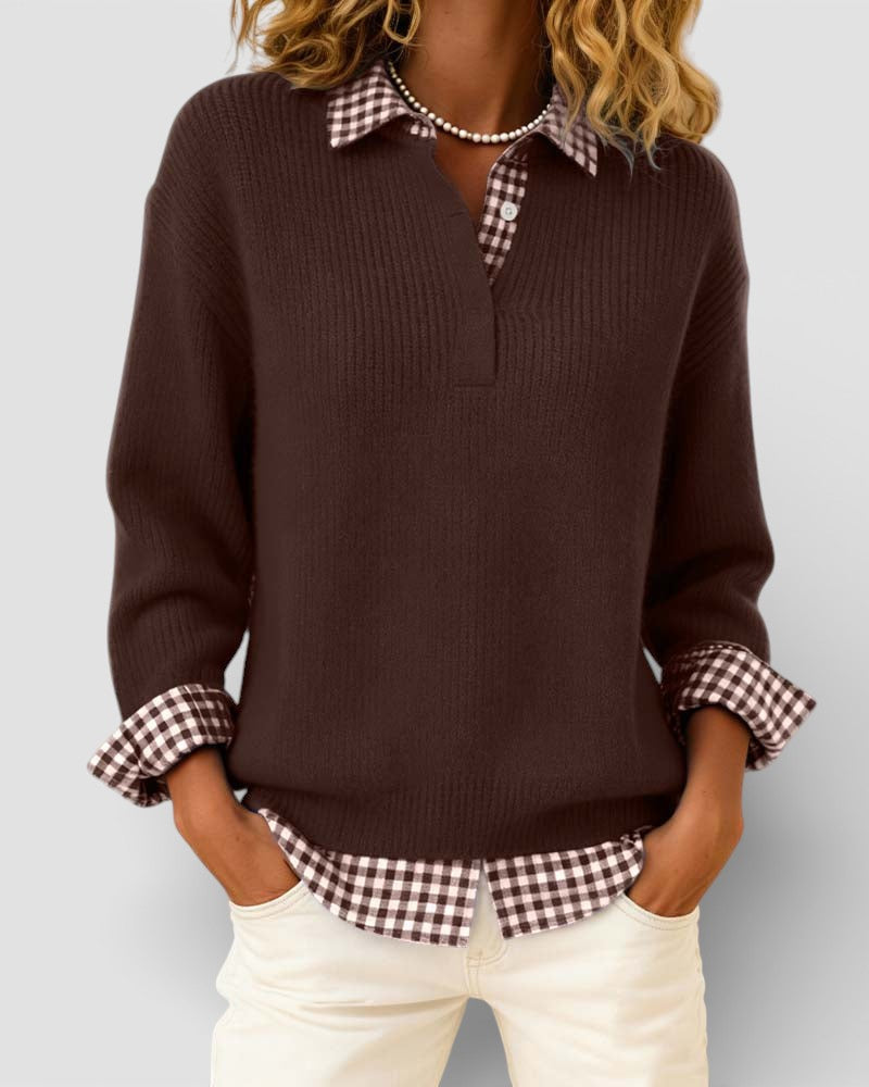 Alicia™ | Maglione a maglia con dettaglio a quadri