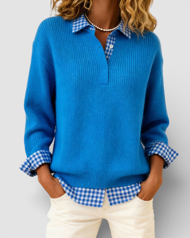 Alicia™ | Maglione a maglia con dettaglio a quadri