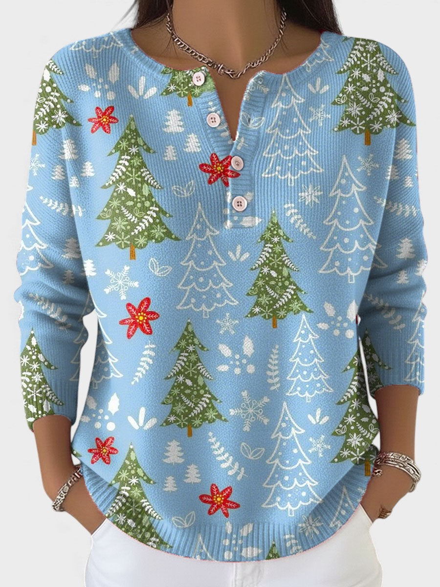 Sofía™ | Maglione natalizio con bottoni decorativi