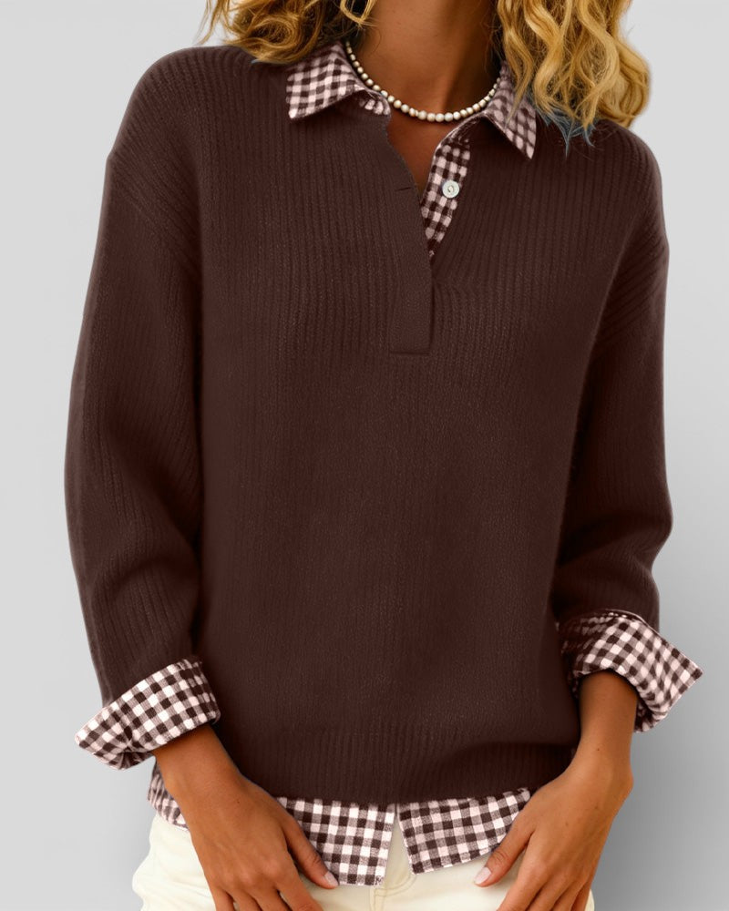 Alicia™ | Maglione a maglia con dettaglio a quadri