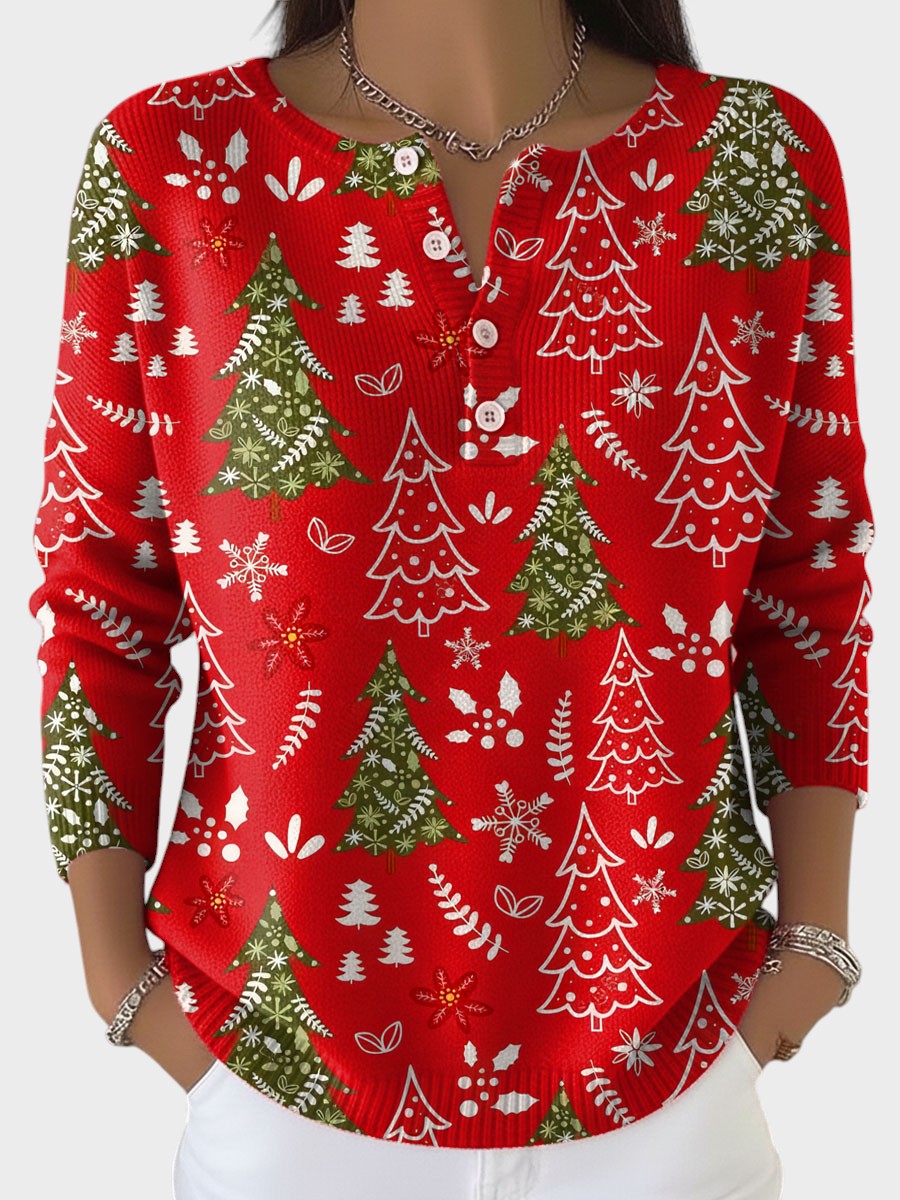 Sofía™ | Maglione natalizio con bottoni decorativi