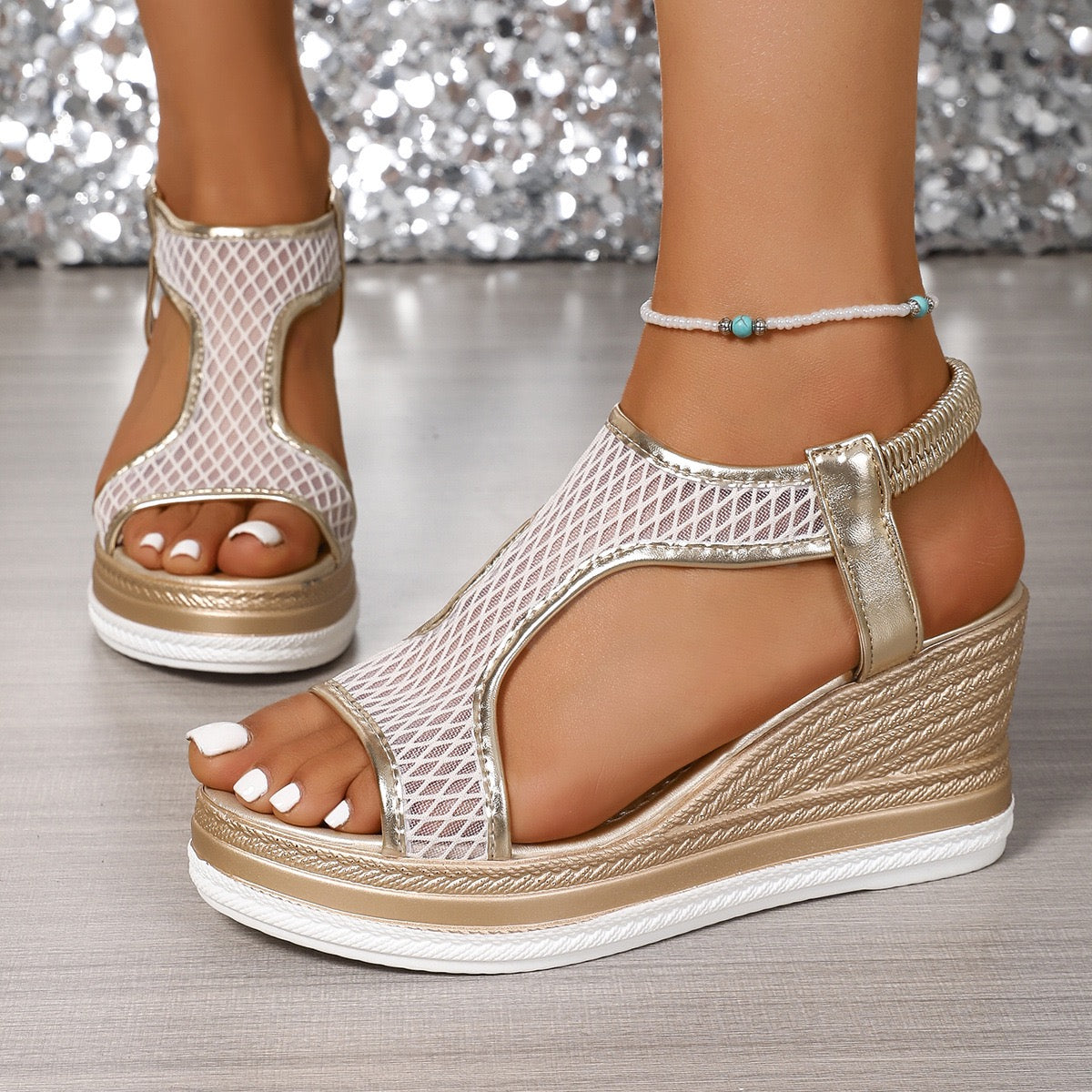 Cristina™ | Sandali ortopedici eleganti con zeppa