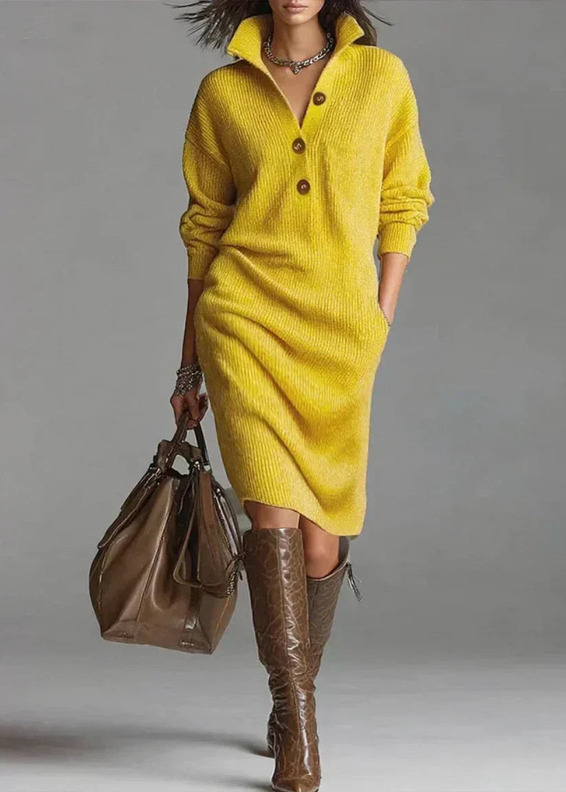 ADELA | Vestito in maglia con colletto e bottoni