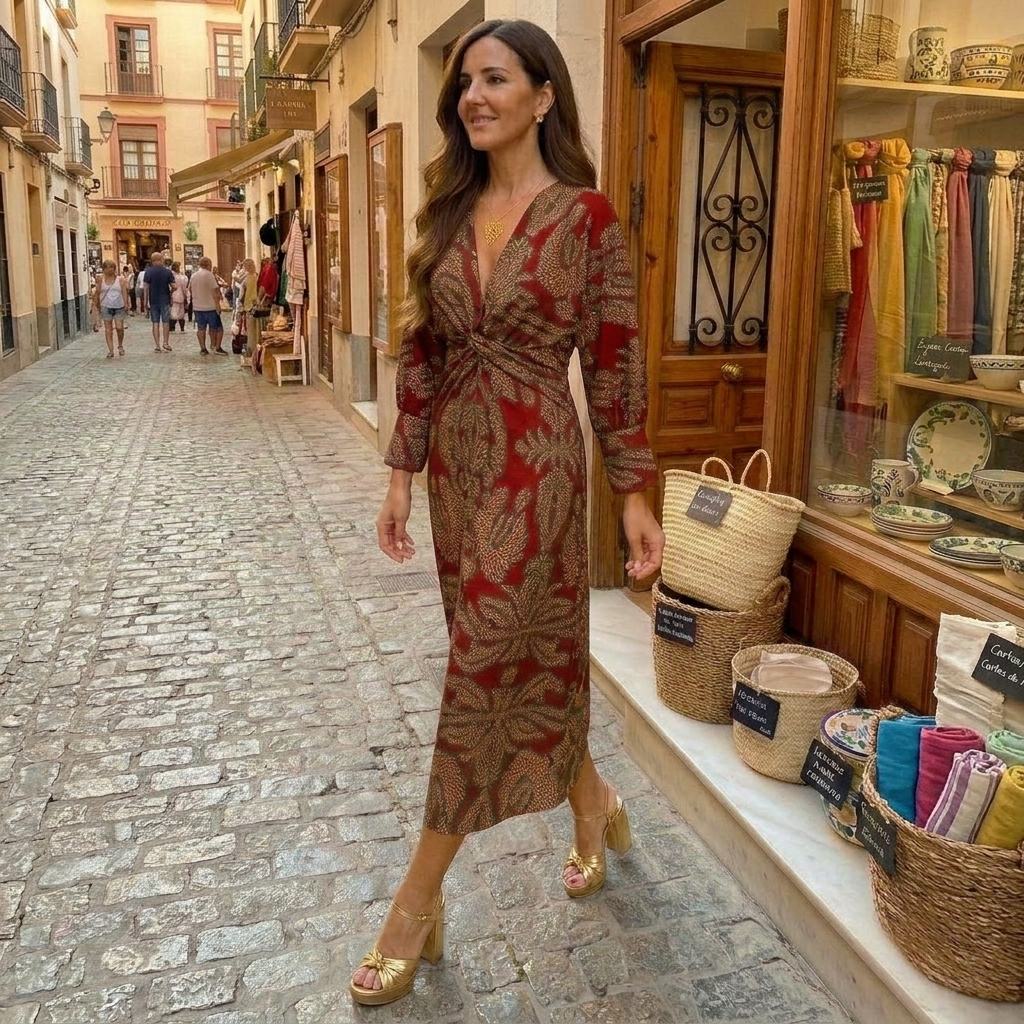 Isadora – Vestito Midi Botanico con Nodo