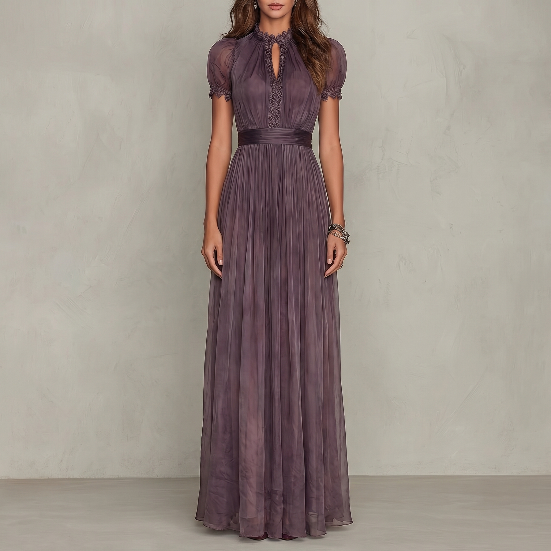 Ashley | Vestito Maxi in Chiffon Vintage Elegante