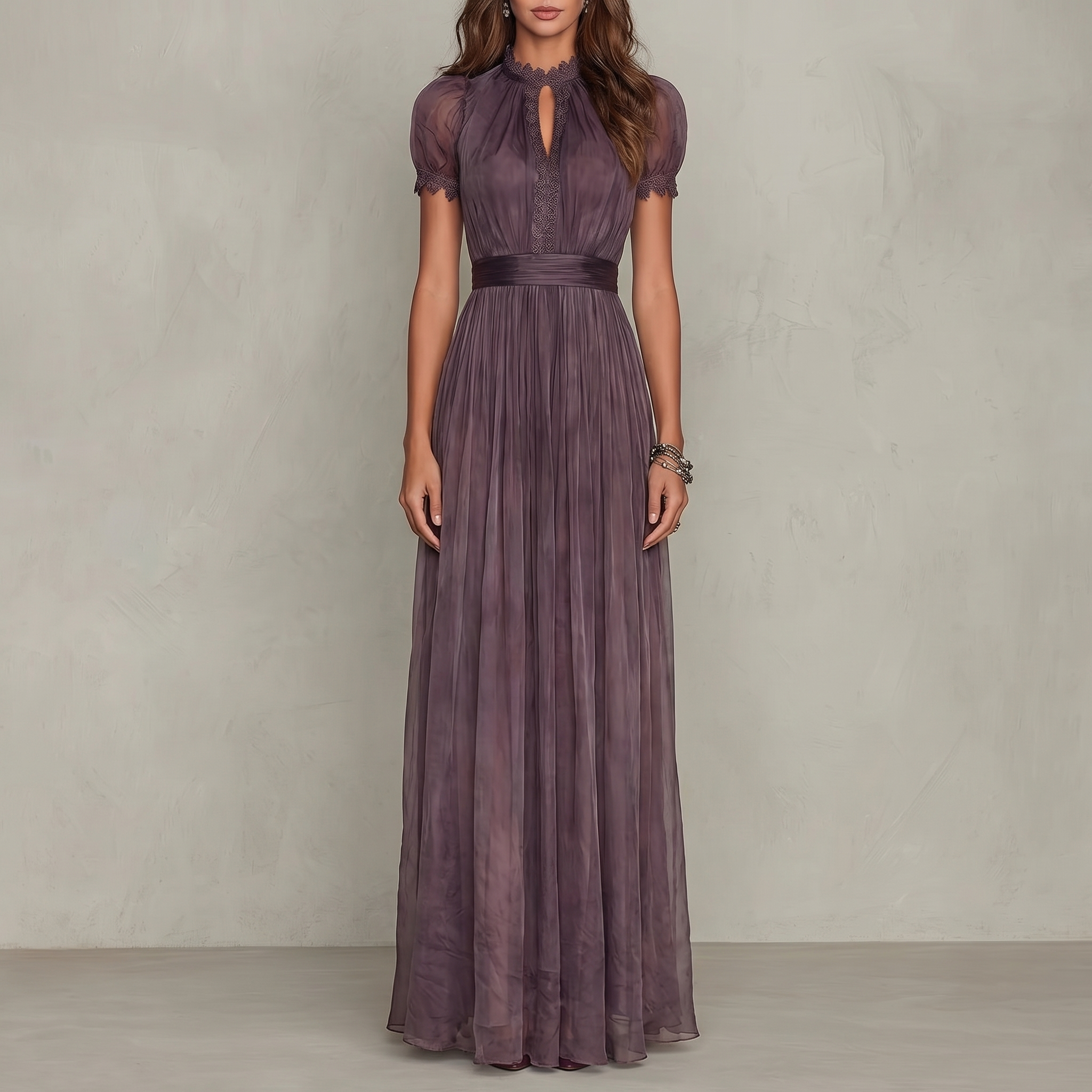 Ashley | Vestito Maxi in Chiffon Vintage Elegante