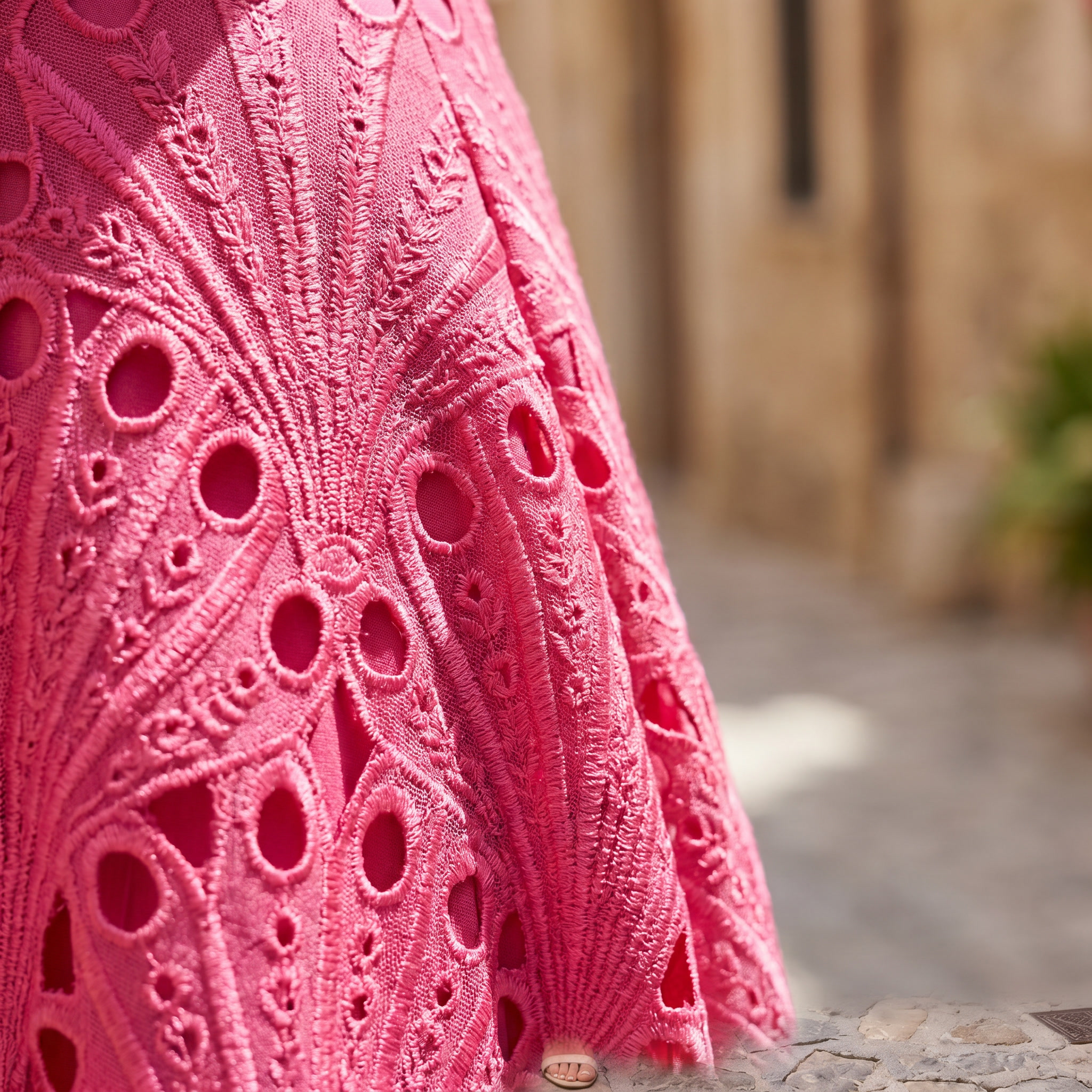Charlisse – Pizzo sofisticato in vestito midi con collo alto