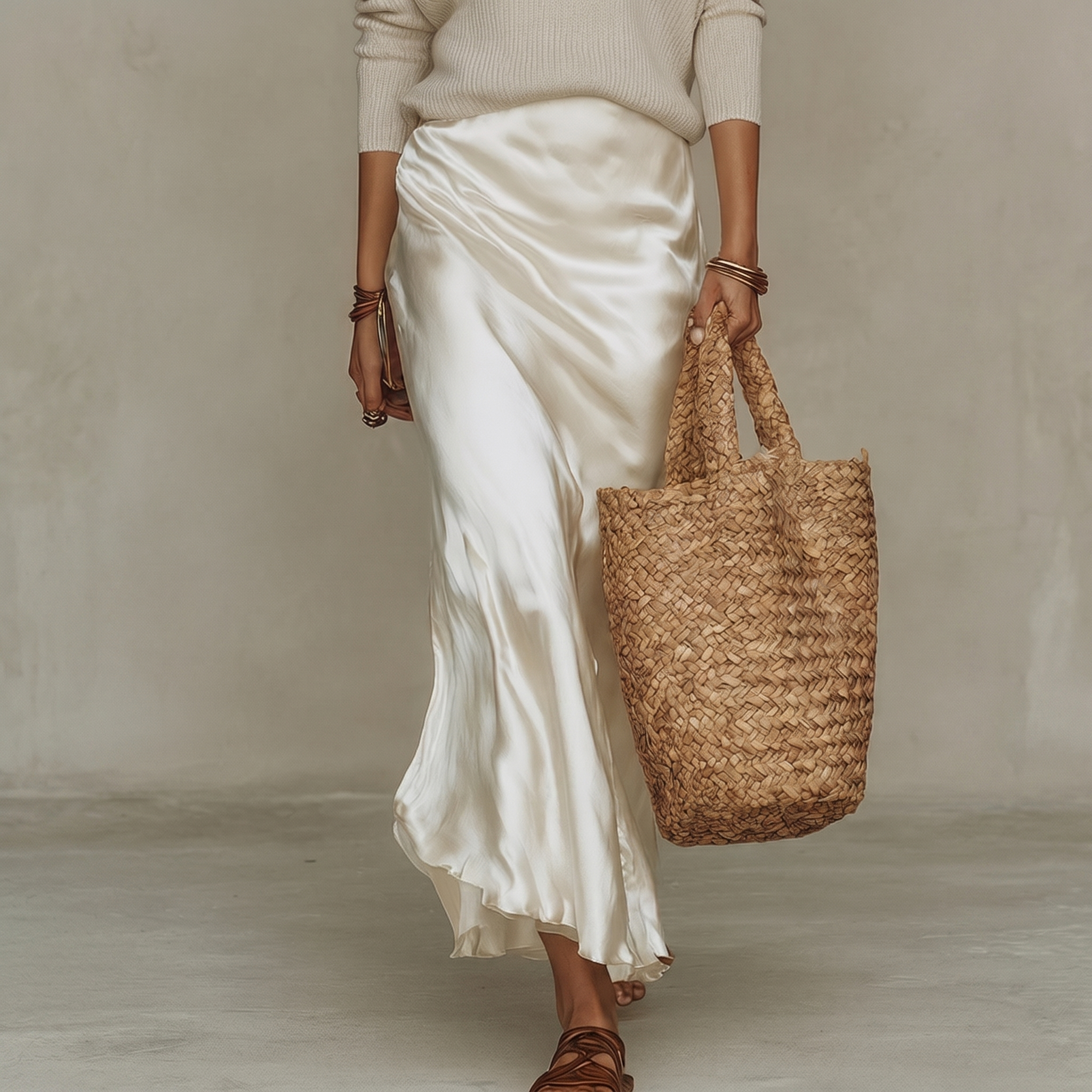Elena | Vestito Midi in Satin con Maglione Incluso