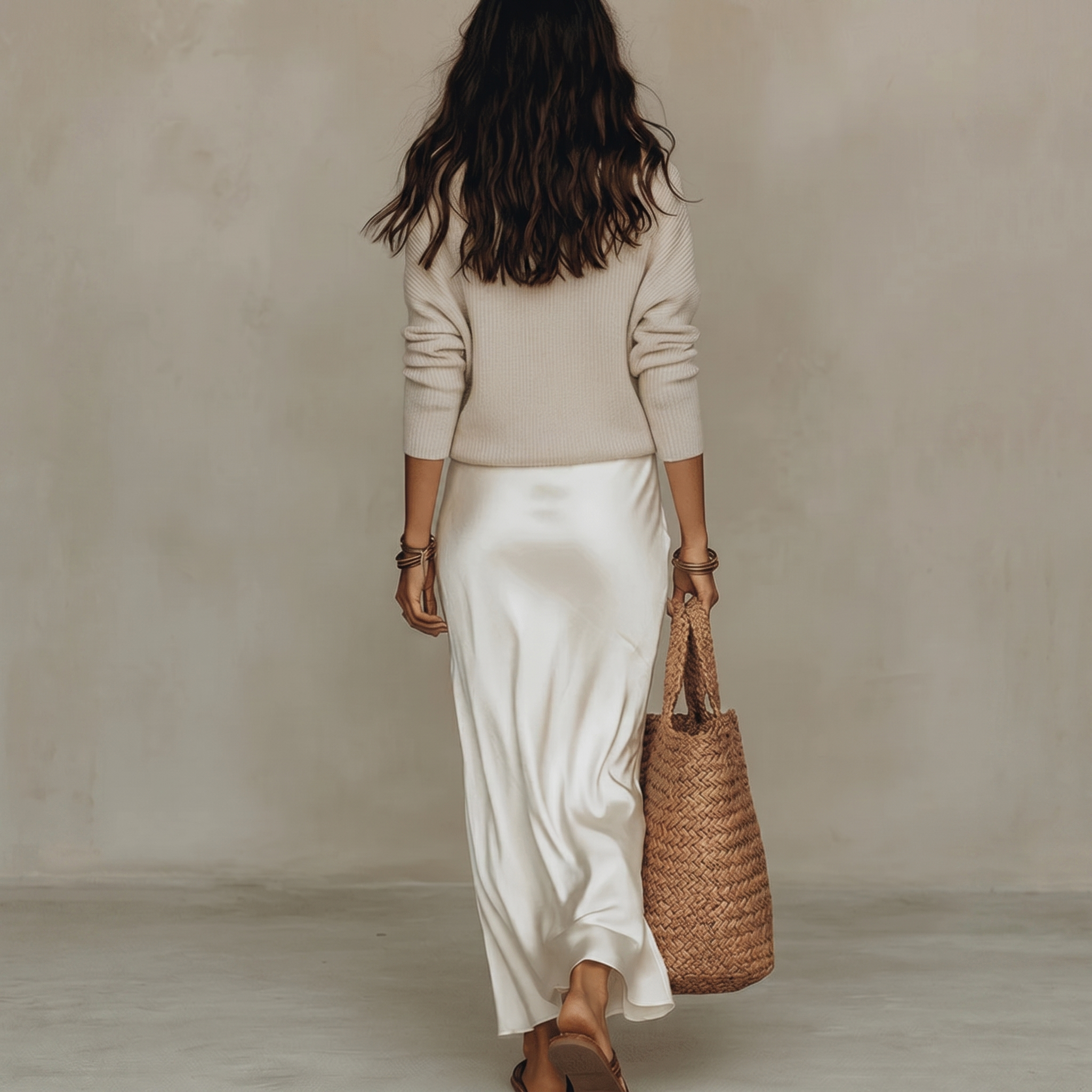 Elena | Vestito Midi in Satin con Maglione Incluso