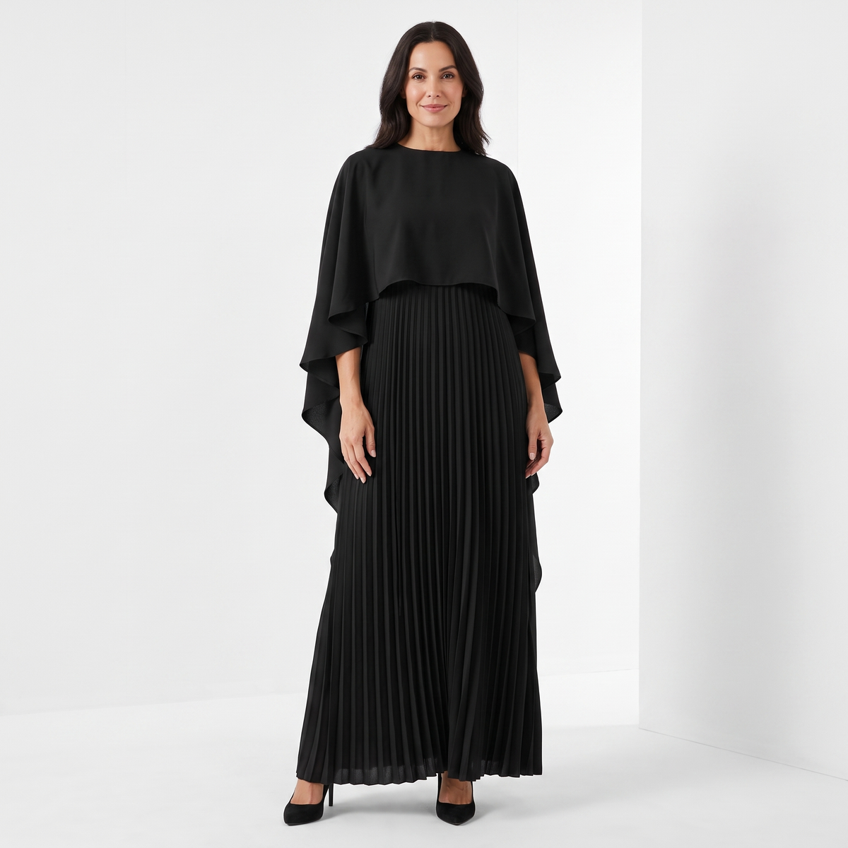 Maravelle™ | Abito Maxi Elegante con Cappotto Plissettato