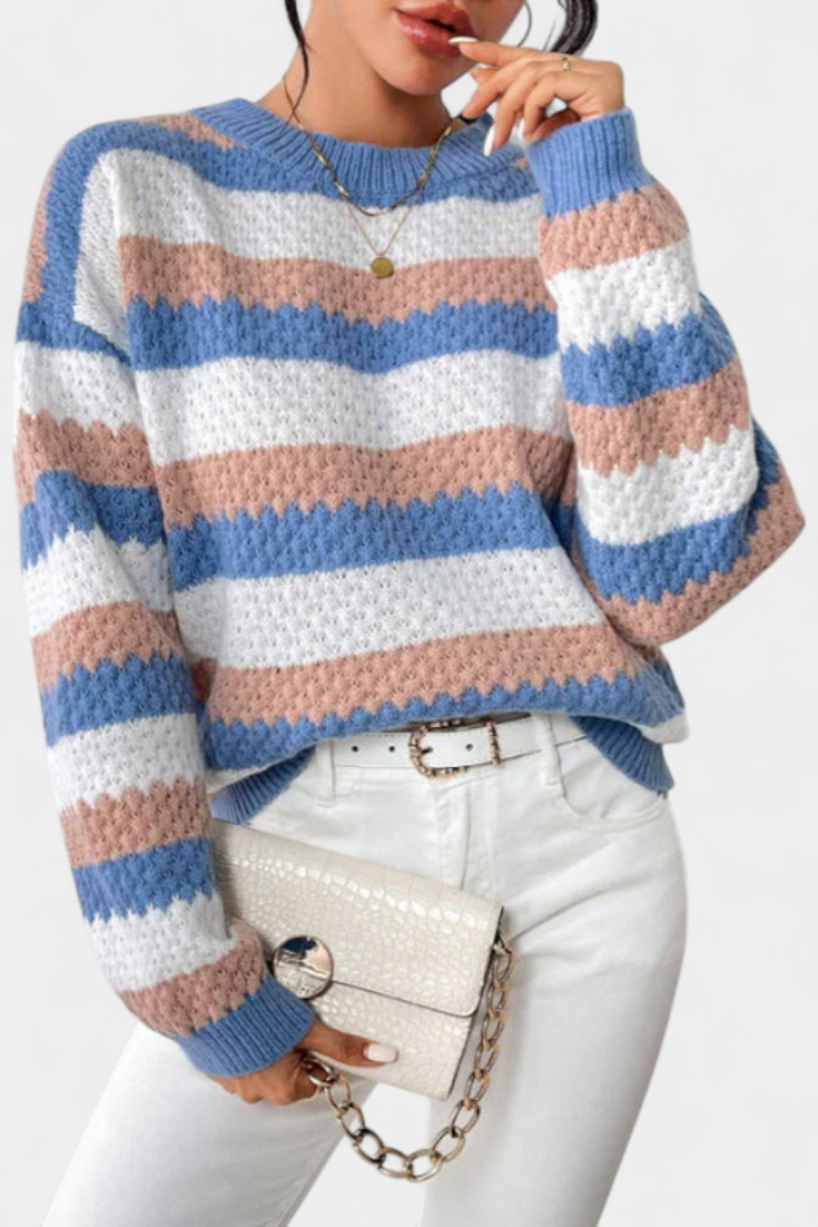 Kristen™ | Maglione Oversized a Collo Rotondo a Righe