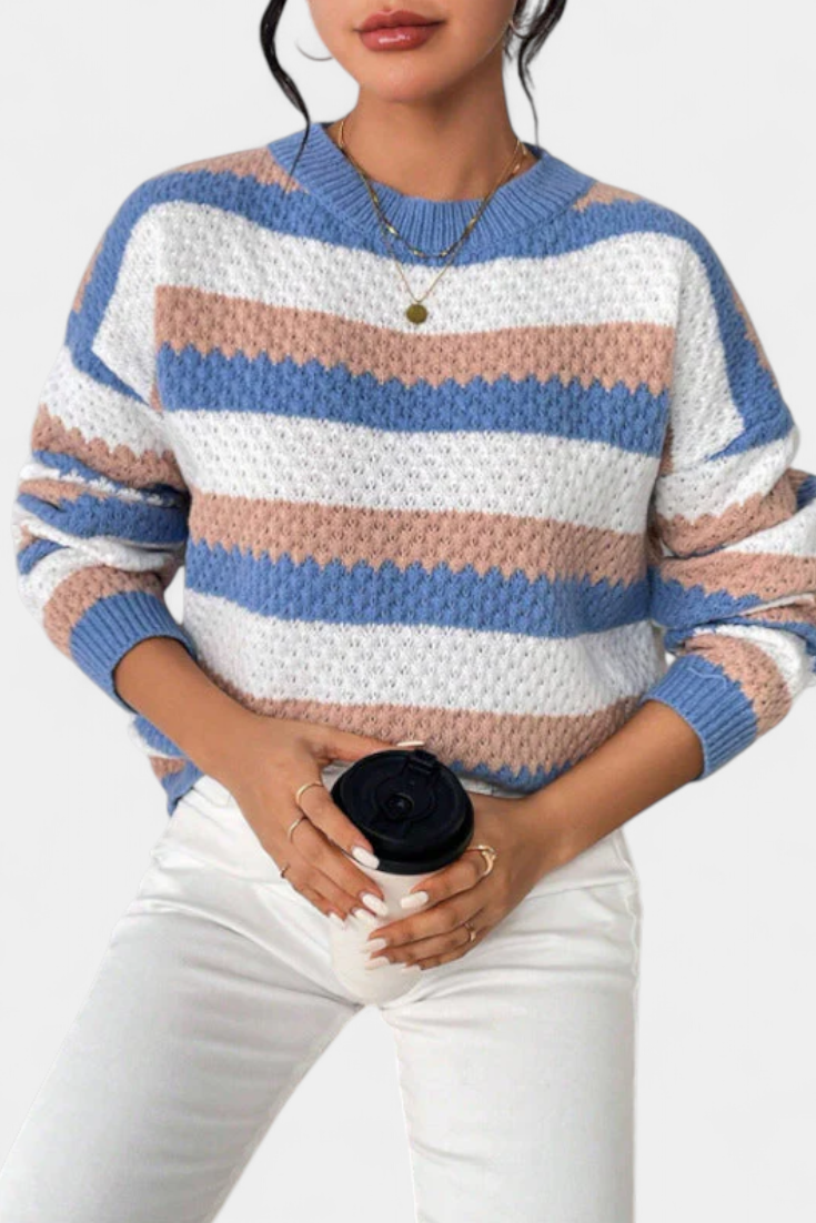 Kristen™ | Maglione Oversized a Collo Rotondo a Righe