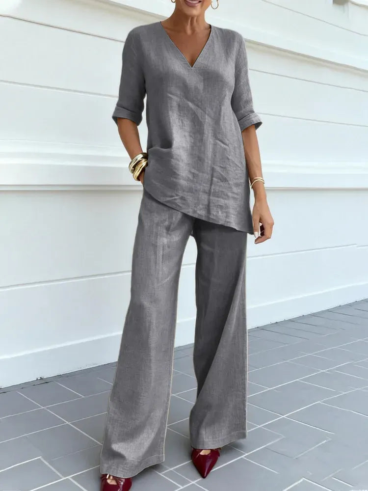 Susana | Completo di Due Pezzi con top a manica media e pantaloni dritti