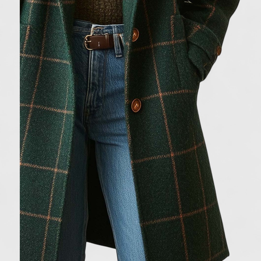 Celia™ | Cappotto vintage a quadri con risvolto