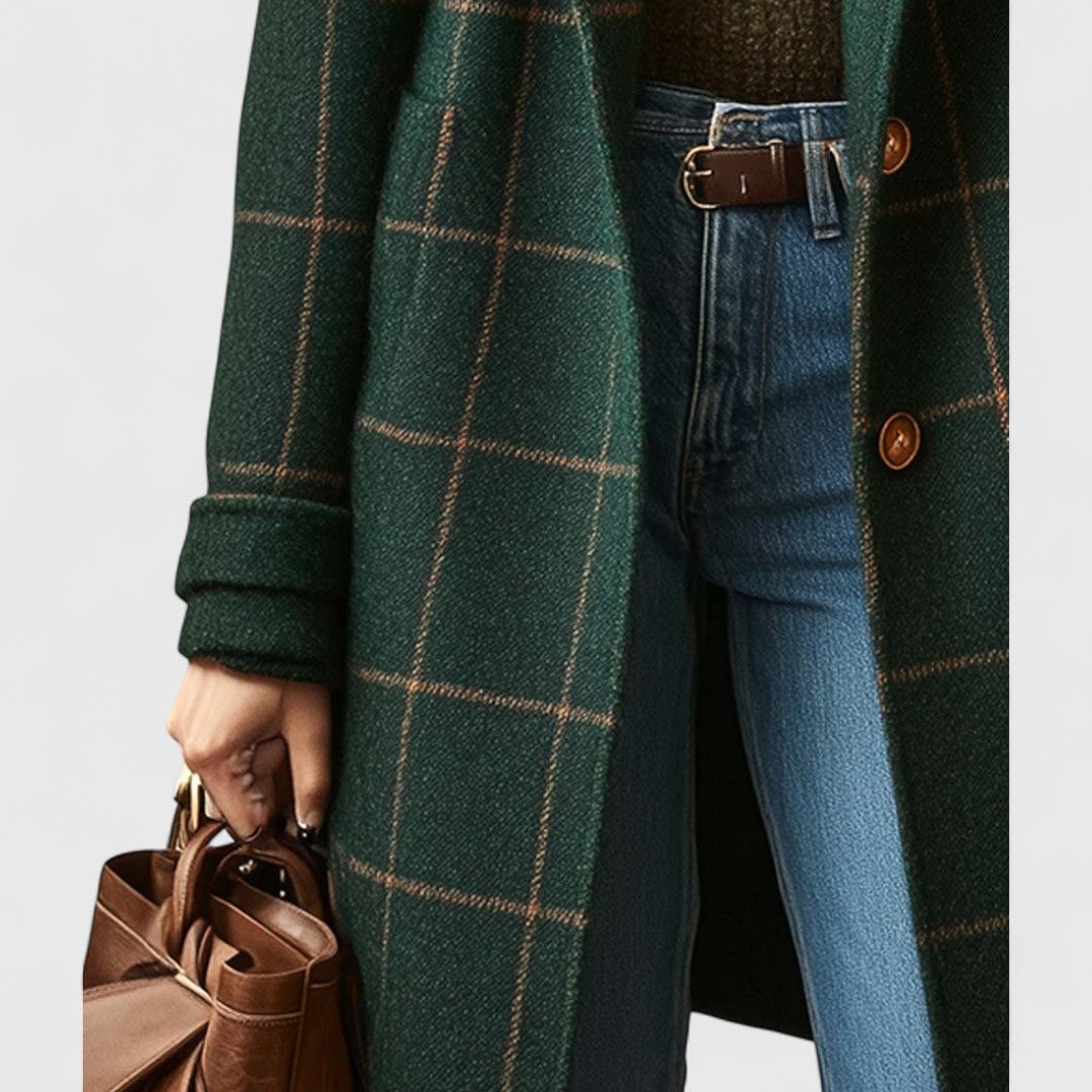 Celia™ | Cappotto vintage a quadri con risvolto