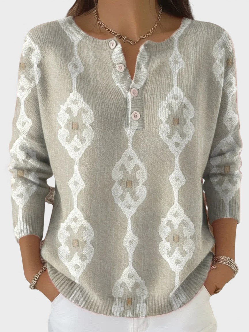 Elena™ | Maglione Vintage Astratto con Bottoni