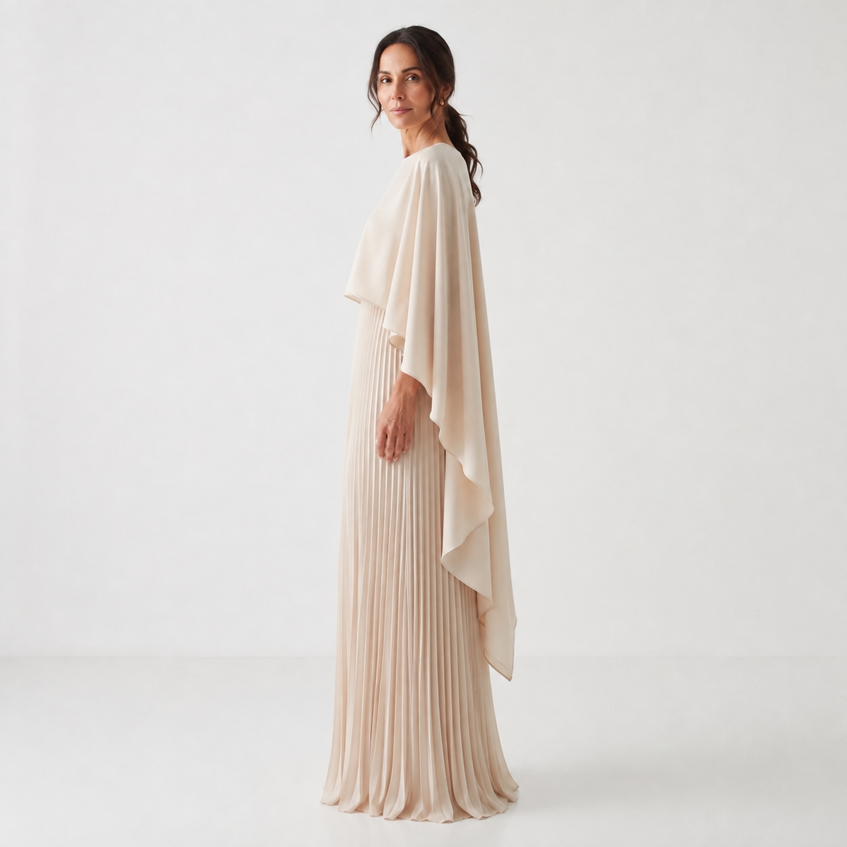 Maravelle™ | Abito Maxi Elegante con Cappotto Plissettato