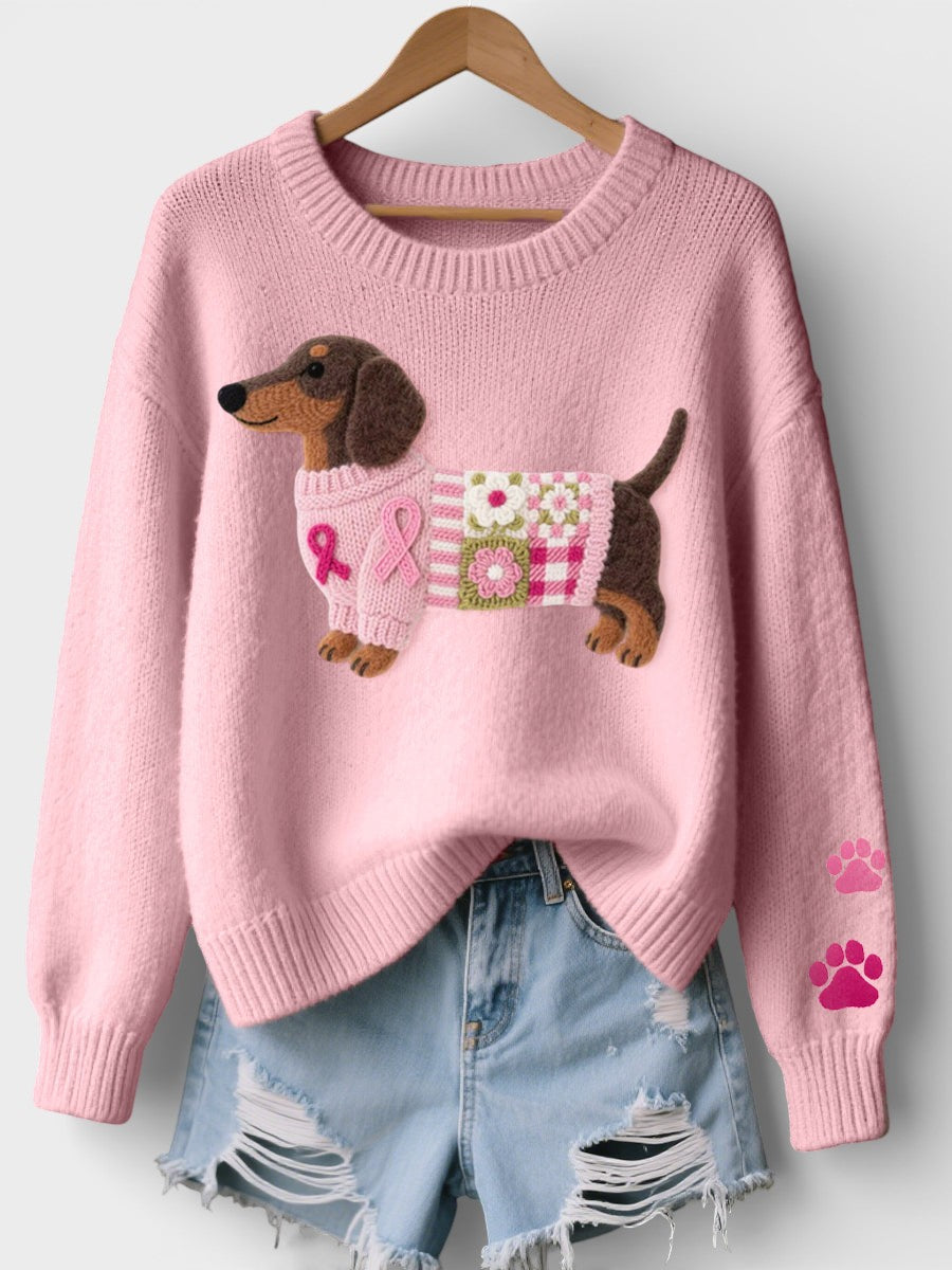 Irene™ | Maglione in maglia con bassotto in feltro di lana