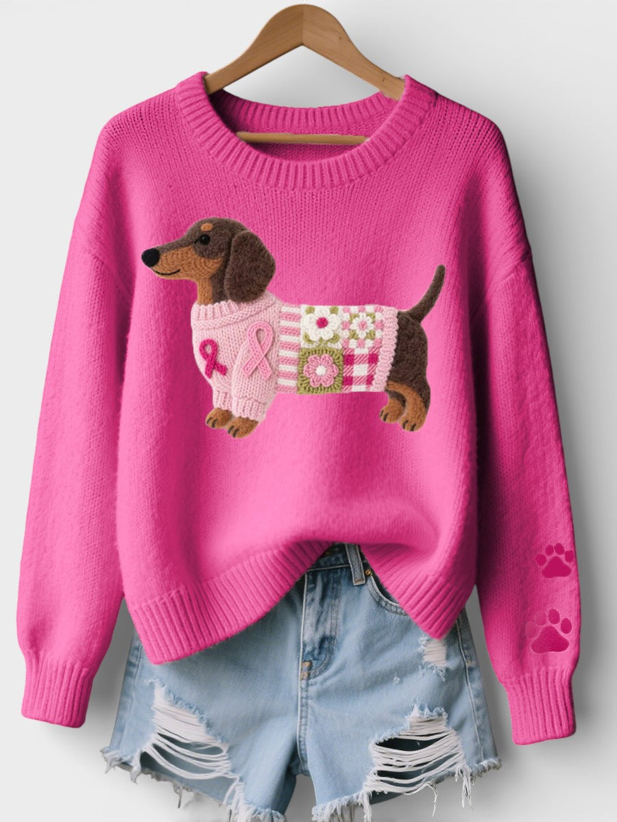 Irene™ | Maglione in maglia con bassotto in feltro di lana