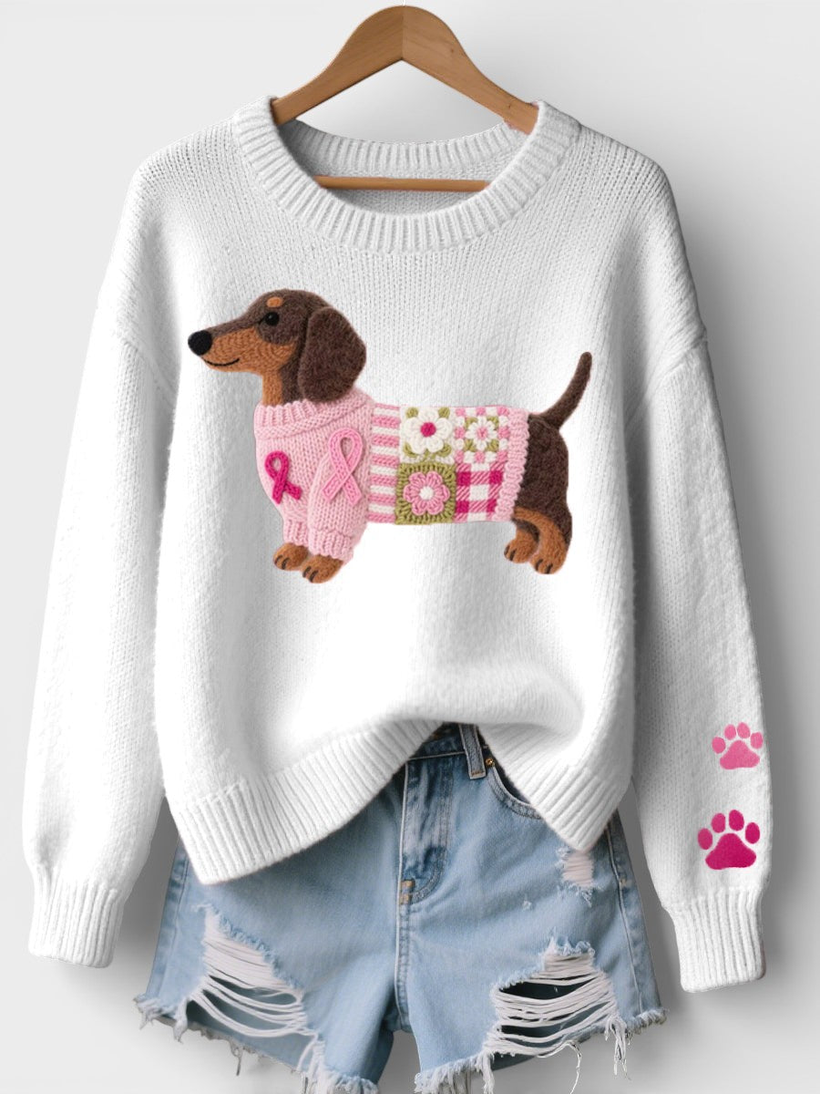 Irene™ | Maglione in maglia con bassotto in feltro di lana