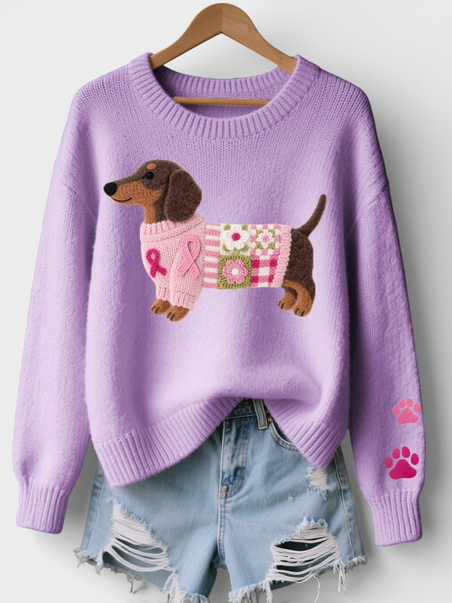 Irene™ | Maglione in maglia con bassotto in feltro di lana